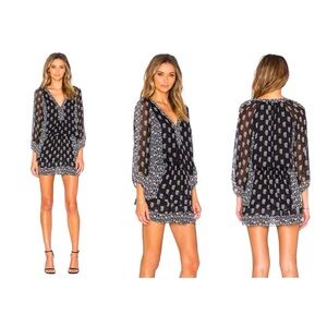 Joie 'Kessler' Printed Silk Mini-Dress, Caviar Black- Size XSmall